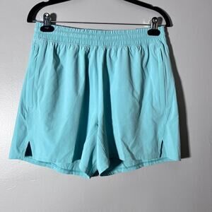NWT All In Motion Run Shorts Medium Teal Blue Unlined 5” Inseam Athletic